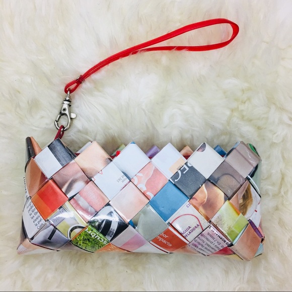 Handbags - Wristlet Recycled Euro Magazines